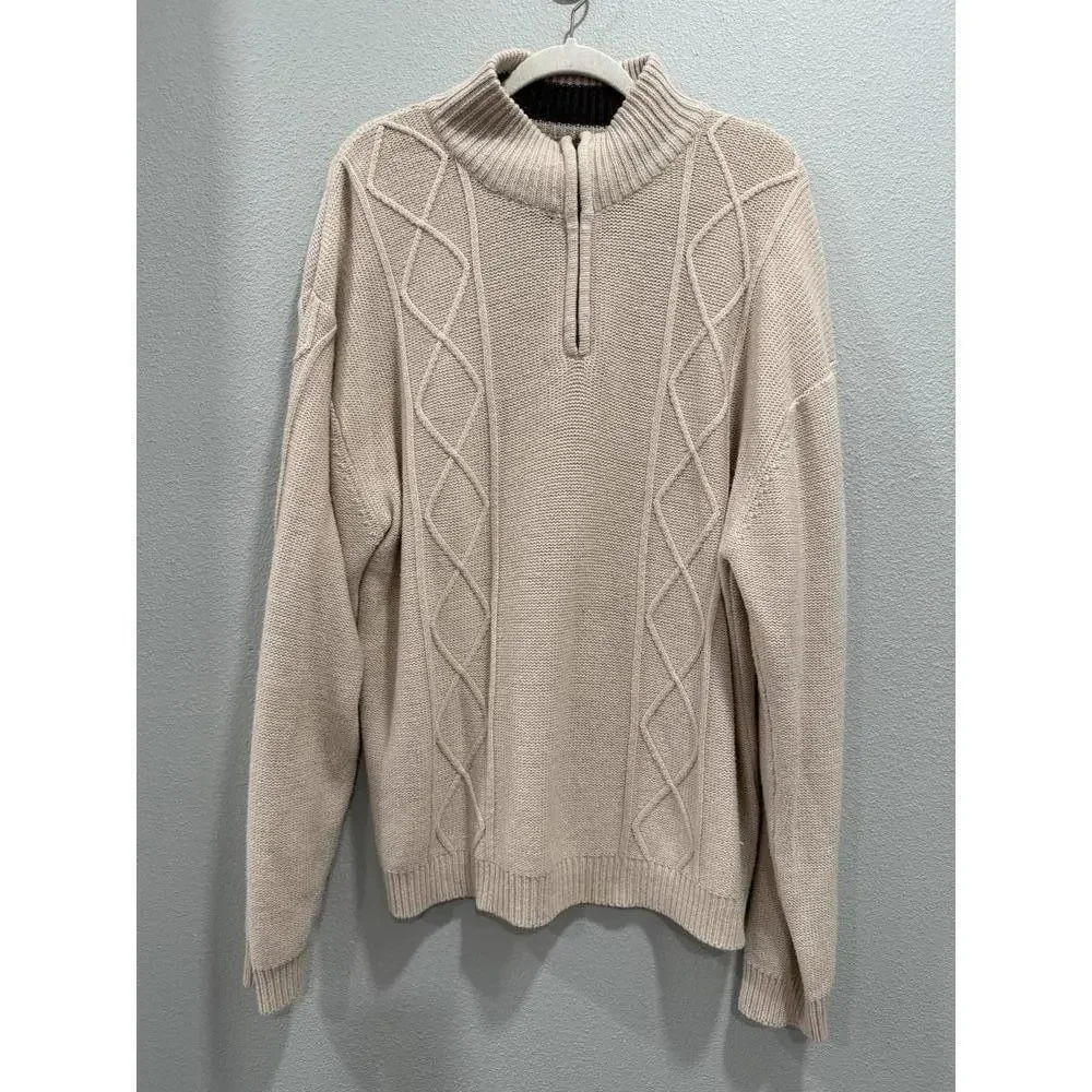 Vintage Sun River Quarter Zip Knit Sweater, Men's XL
